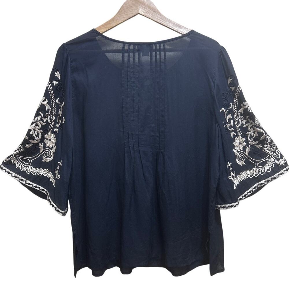 Sundance Embroidered Boho Top XL Black Beaded Peasant Blouse Festival Cottage - Picture 3 of 6